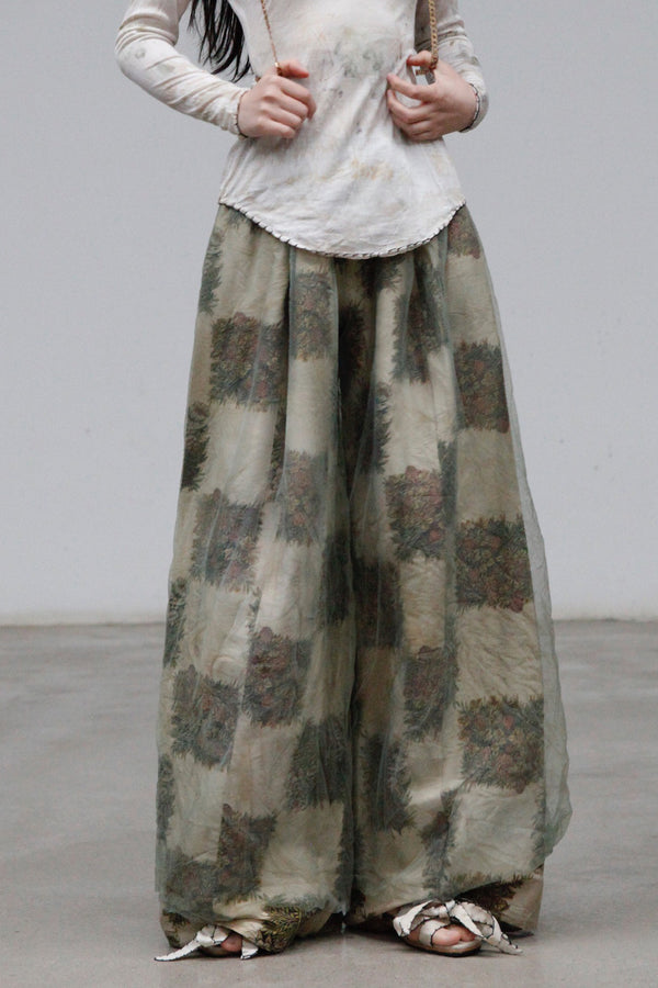 Mutedance 23 Spring/Summer Plaid Print Casual Pants MD-MD23SS51-HUARAN Flower Dye